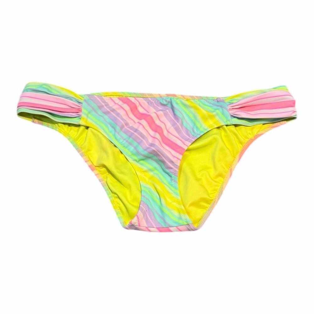 VICTORIA’S SECRET Women’s Yellow Multicolor Striped Bikini Bottoms Size Small
